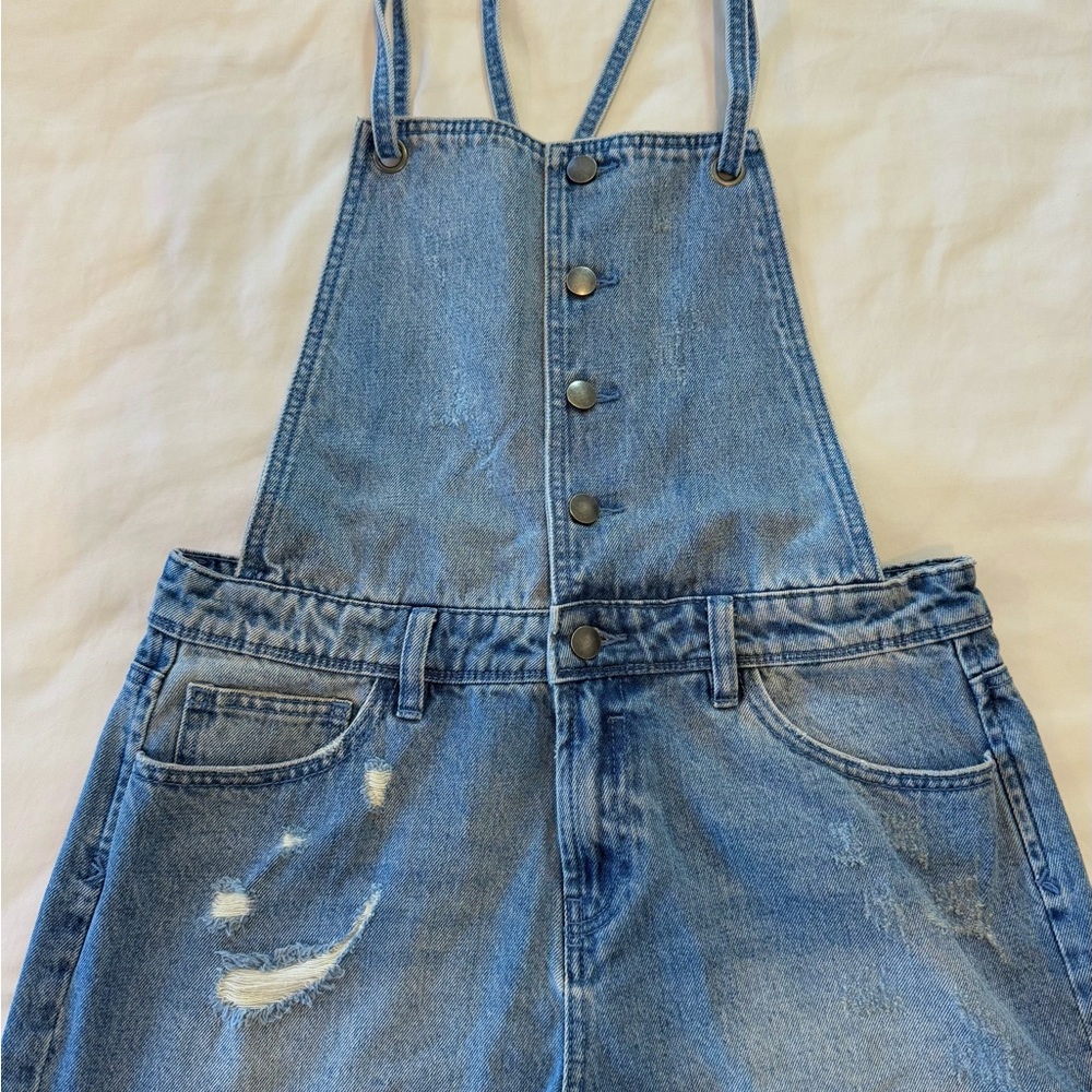 Tinsel Town Blue Denim Overalls with Button Front